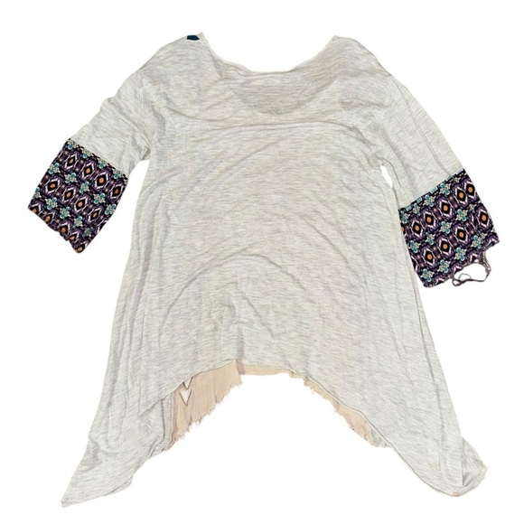 Gimmicks BKE Bohemian Hippie Tunic Asymmetrical Colorful Top Womens S 3/4 Sleeve - Picture 4 of 13